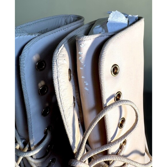 Fashion Nova Queen Of The Game Booties Beige Size 11 Lace-Up High Heel Boots - Picture 5 of 8